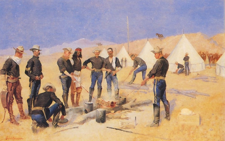 Picture of ROASTING THE CHRISTMAS BEEF IN A CAVALRY CAMP
