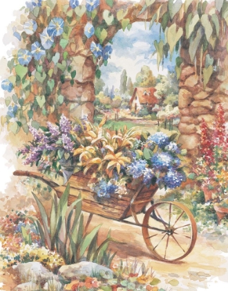 Picture of WHEELBARROW OF FLOWERS