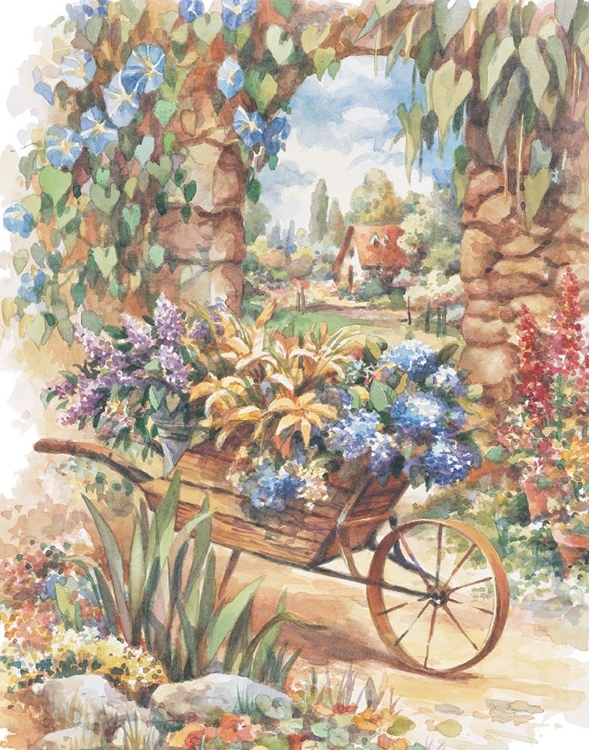 Picture of WHEELBARROW OF FLOWERS