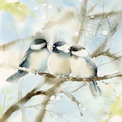 Picture of THREE CHICKADEES IN SPRING SQ