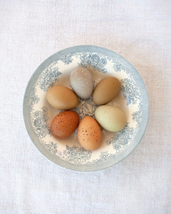 Picture of RAINBOW EGGS ON BLUE PLATE
