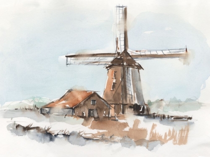 Picture of WINDMILL WATERCOLOR I