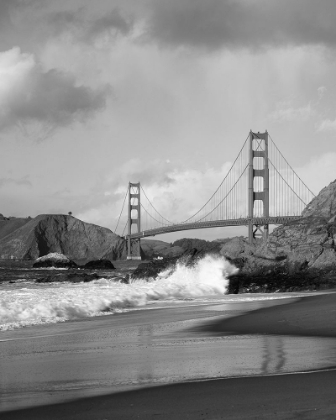 Picture of CRASHING SURF BELOW THE GOLDEN GATE BRIDGE CALIFORNIA