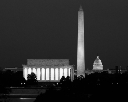 Picture of WASHINGTON MONUMENTS AT NIGHT
