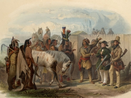 Picture of THE TRAVELLERS MEETING WITH MINATARRE INDIANS