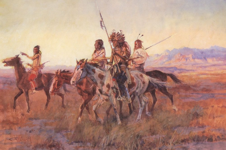 Picture of FOUR MOUNTED INDIANS