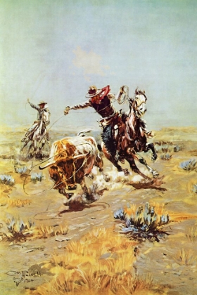 Picture of COWBOY ROPING A STEER