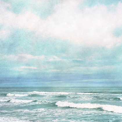 Picture of AQUA OCEAN WAVES VERY PERI BLUE SKY WATERCOLOR I