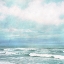 Picture of AQUA OCEAN WAVES VERY PERI BLUE SKY WATERCOLOR I