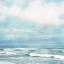 Picture of AQUA OCEAN WAVES VERY PERI BLUE SKY WATERCOLOR I