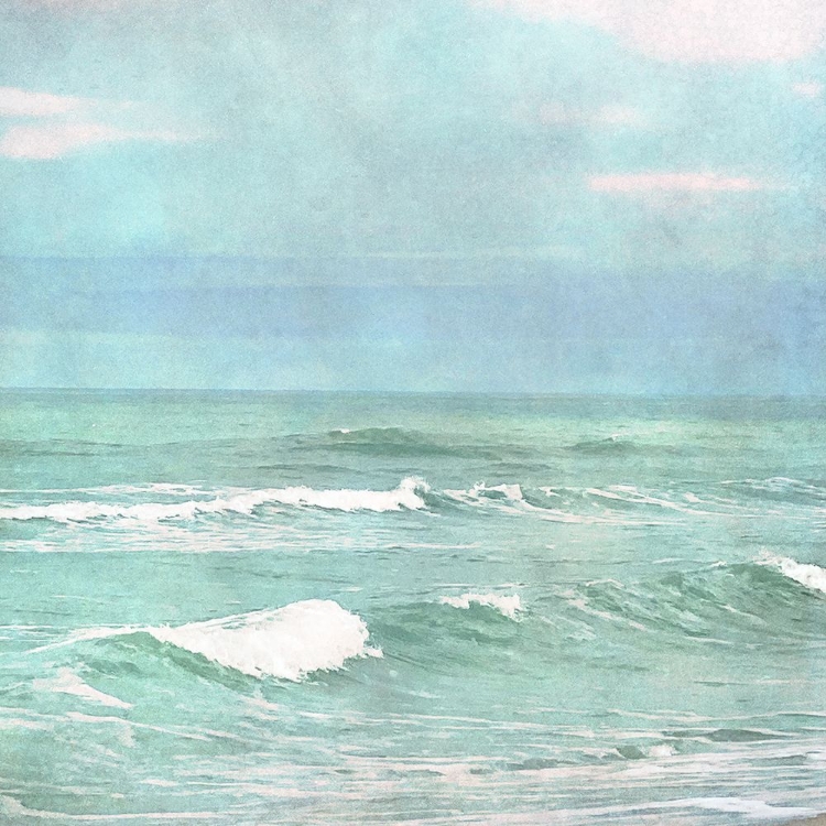 Picture of AQUA OCEAN WAVES VERY PERI BLUE SKY WATERCOLOR II