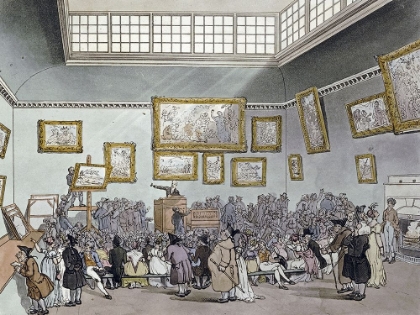 Picture of COLORED AQUATINT OF CHRISTIES AUCTION ROOM