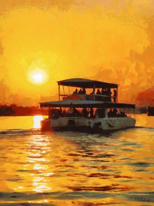 Picture of SUNSET ABOVE THE RIVER WITH BOAT