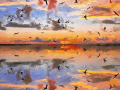 Picture of SUNSET WITH SEAGULLS