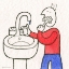 Picture of MAN WASHING HIS TEETH 