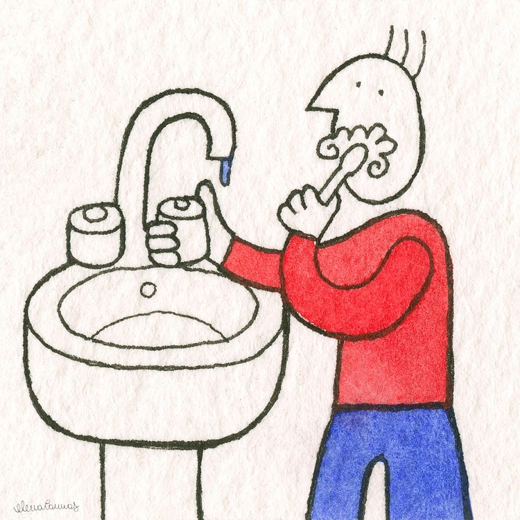 Picture of MAN WASHING HIS TEETH 