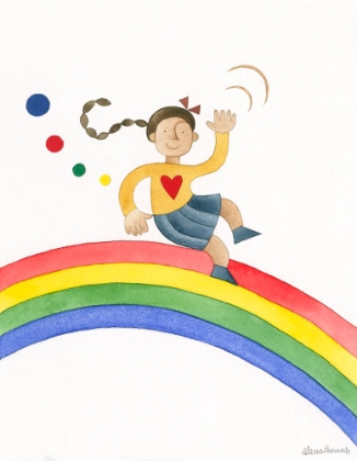 Picture of LONG BOW GIRL GLIDING OVER THE RAINBOW