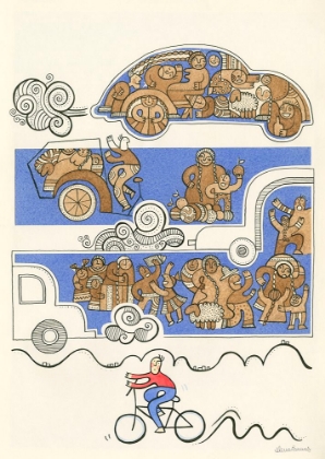 Picture of STREET SCENE WITH PEOPLE RIDING AND DRIVING