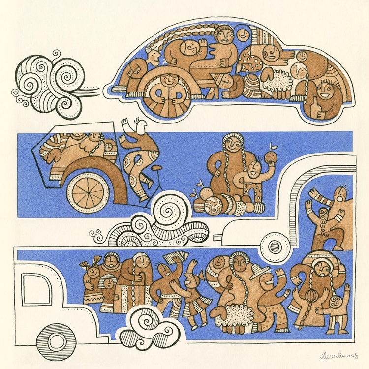 Picture of PEOPLE ON THE STREET WITH CARS