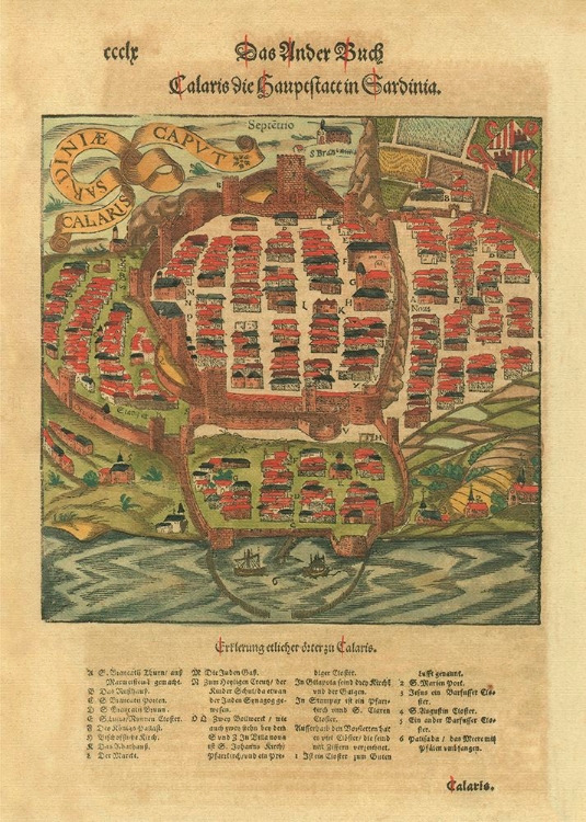 Picture of OLD GERMAN MAP OF CAGLIARI CITY 