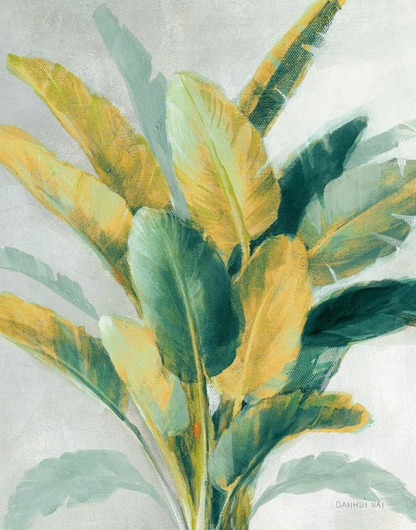 Picture of GREENHOUSE PALM II TEAL GREEN AND GOLD CROP