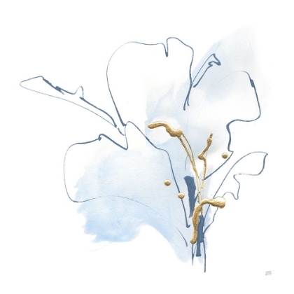 Picture of BLUE AND GOLD FLORAL I