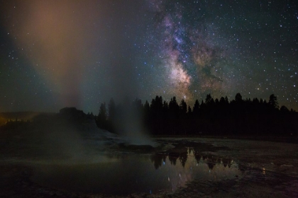 Picture of CASTLE GEYSER AND MILKY WAY, YELLOWSTONE NATIONAL PARK
