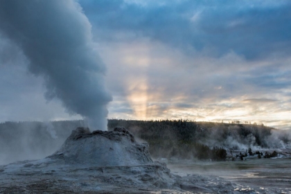Picture of SUNRISE AT CASTLE GEYSER, YELLOWSTONE NATIONAL PARK