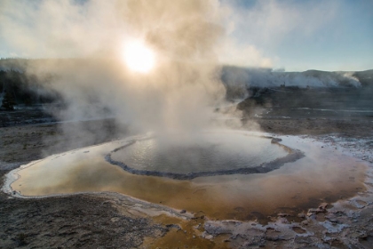 Picture of SUNRISE AT CRESTED POOL, YELLOWSTONE NATIONAL PARK