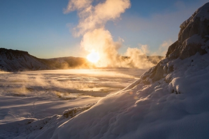 Picture of SUNRISE, MAMMOTH HOT SPRINGS, YELLOWSTONE NATIONAL PARK
