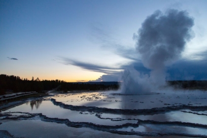Picture of SUNSET ERUPTION OF GREAT FOUNTAIN GEYSER, YELLOWSTONE NATIONAL PARK