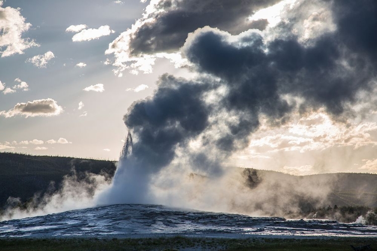 Picture of SUNSET ERUPTION OF OLD FAITHFUL, YELLOWSTONE NATIONAL PARK