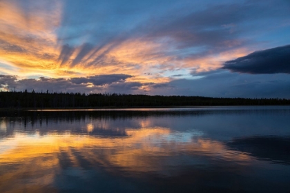 Picture of SUNSET, FLAT MOUNTAIN ARM, YELLOWSTONE NATIONAL PARK