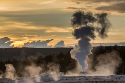Picture of SUNSET, LION GEYSER, YELLOWSTONE NATIONAL PARK