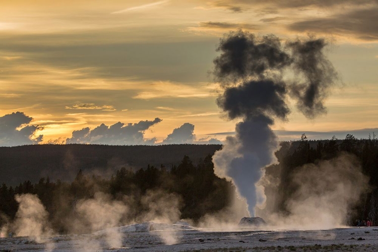 Picture of SUNSET, LION GEYSER, YELLOWSTONE NATIONAL PARK