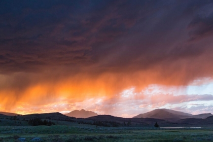 Picture of THUNDERSTORM AT SUNSET, SWAN LAKE FLAT, YELLOWSTONE NATIONAL PARK