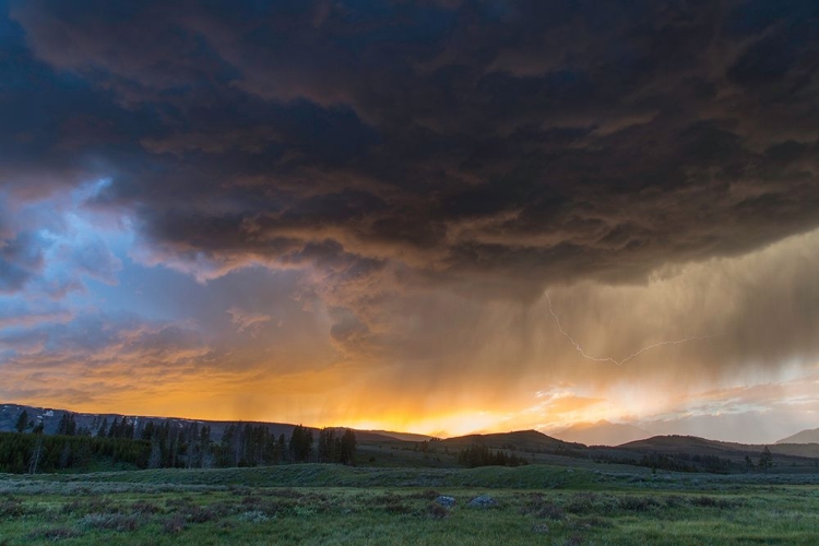 Picture of THUNDERSTORM AT SUNSET, SWAN LAKE FLAT, YELLOWSTONE NATIONAL PARK