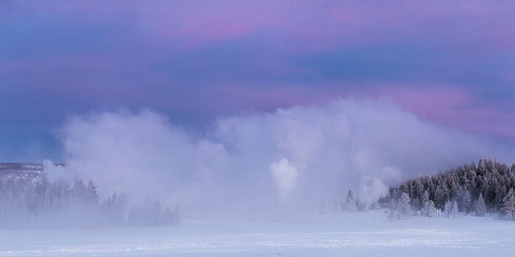 Picture of WINTER DAWN, UPPER GEYSER BASIN, YELLOWSTONE NATIONAL PARK