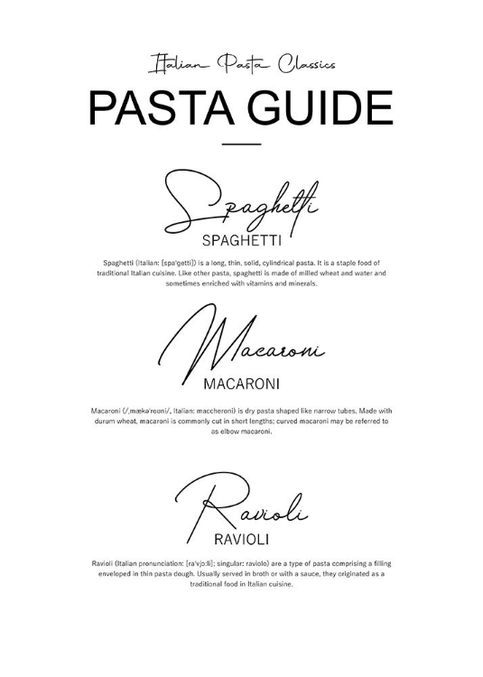 Picture of ITALIAN PASTA TYPES