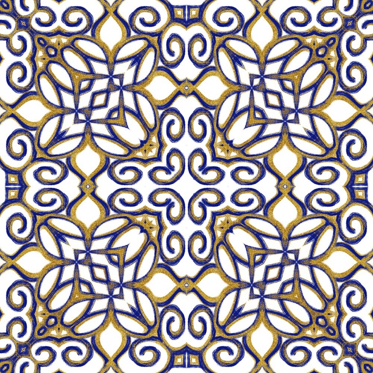 Picture of GOLD BLUE VINTAGE TILE III