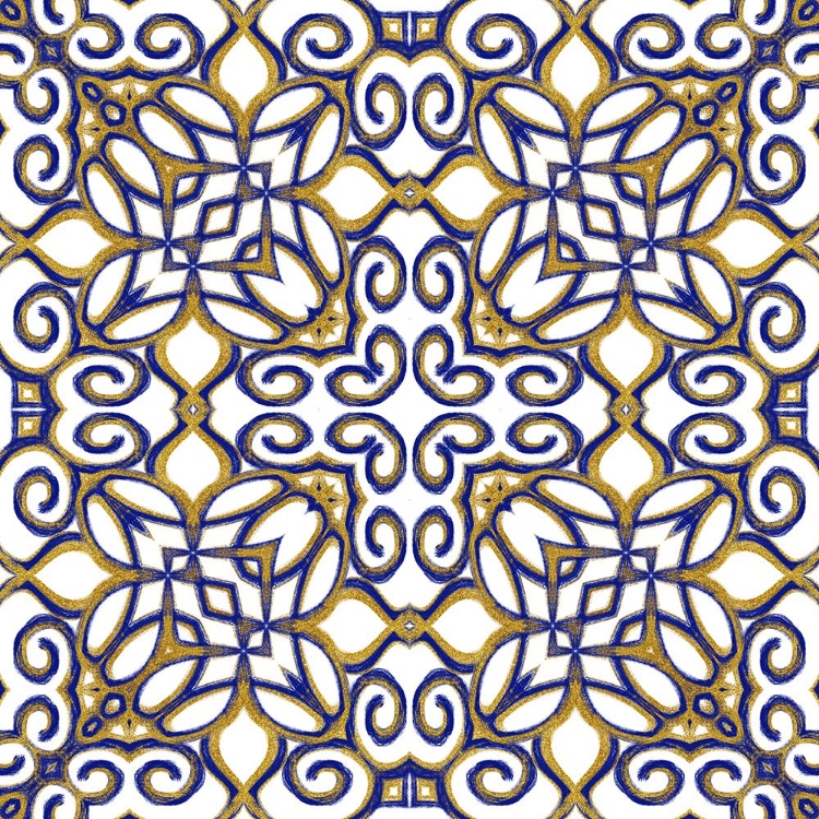 Picture of GOLD BLUE VINTAGE TILE III