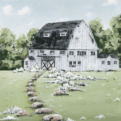 Picture of WHITE BARN IN THE FIELD  