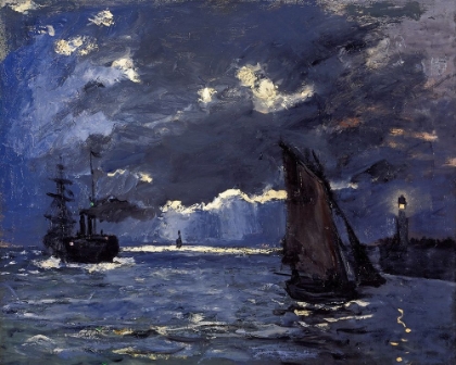 Picture of A SEASCAPE-SHIPPING BY MOONLIGHT 1864