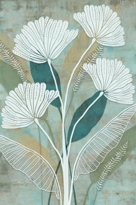 Picture of WHITE LINEAR FLORAL III