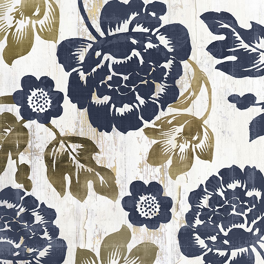 Somerset House Images. NAVY AND GOLD DAMASK