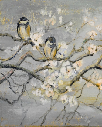 Picture of GOLD AND GRAY BRANCH WITH BIRDS I