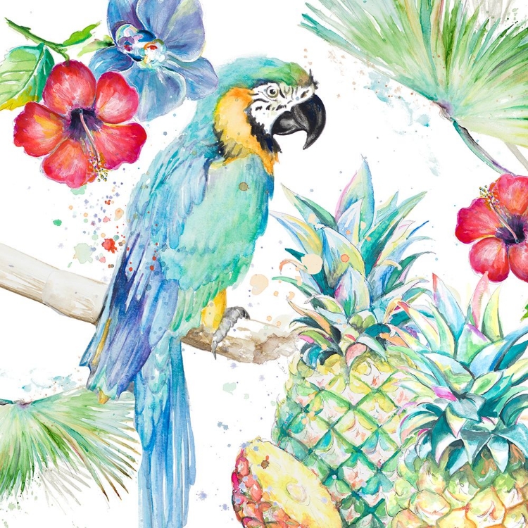 Picture of PARROT ON TROPICAL BACKGROUND