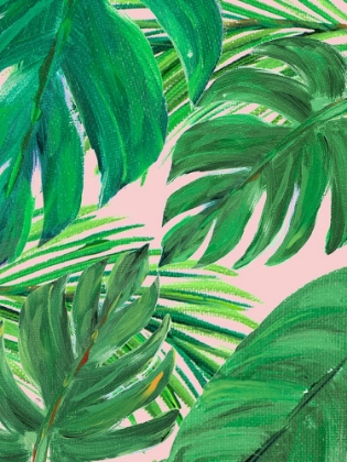 Picture of GREEN PALMS ON BLUSH I