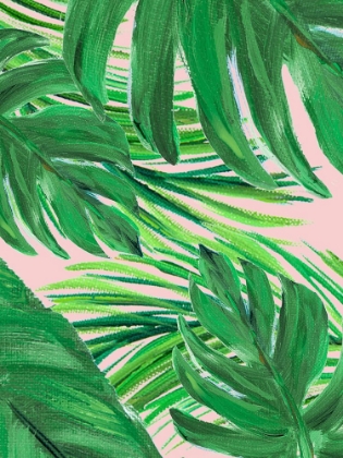 Picture of GREEN PALMS ON BLUSH II
