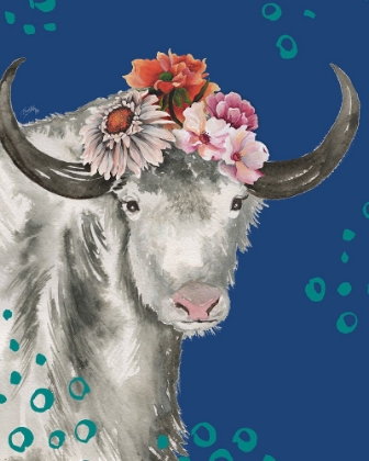 Picture of FLORAL YAK ON BLUE